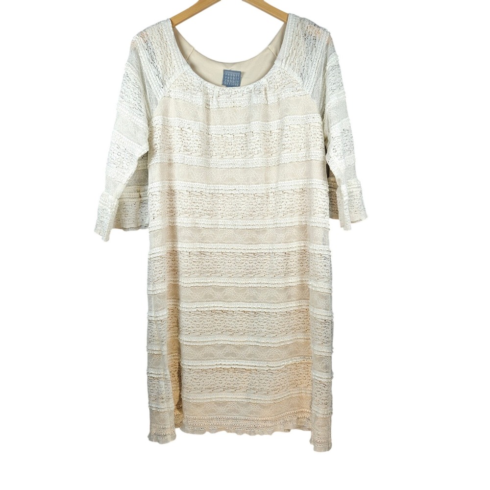 Rabbit Rabbit Designs Lace Tiered Bell Sleeve Dress Cream Size 16